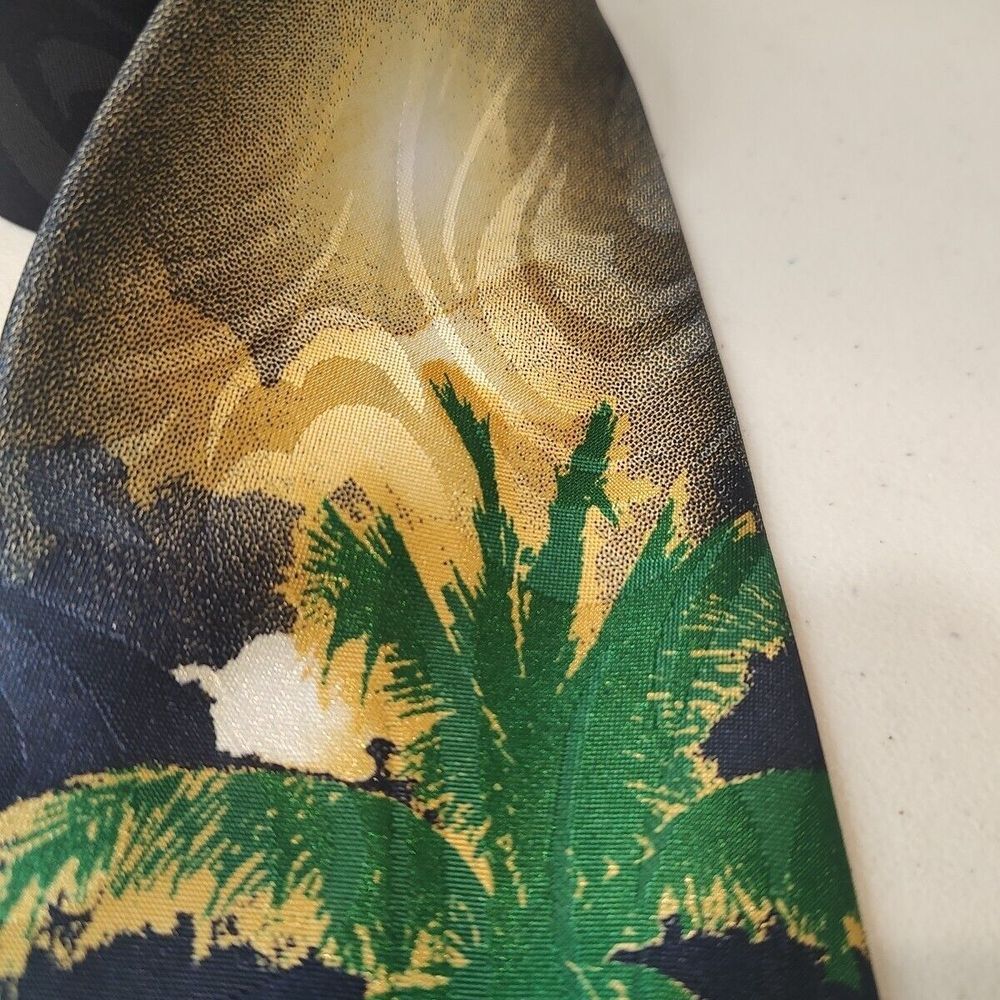 STEVEN‎ HARRIS Hawaii Silk Sunset Palm Trees Ocean NECK TIE Holiday Vacay - Picture 4 of 8